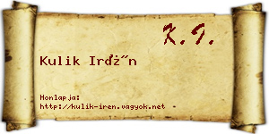 Kulik Irén névjegykártya